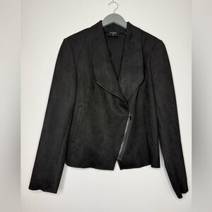 Tahari Assymetrical Moto Style Faux Suede Jacket